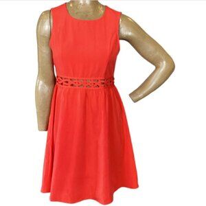 TEMT Orange-Red Sleeveless Cutout Waist Fit and Flare Dress Sz 10 #19437